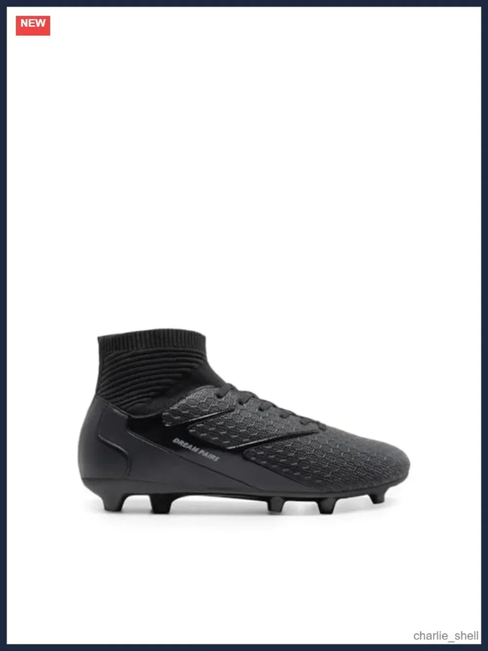 Men's High Top Lace Up Soccer Cleats Faux Leather Knit